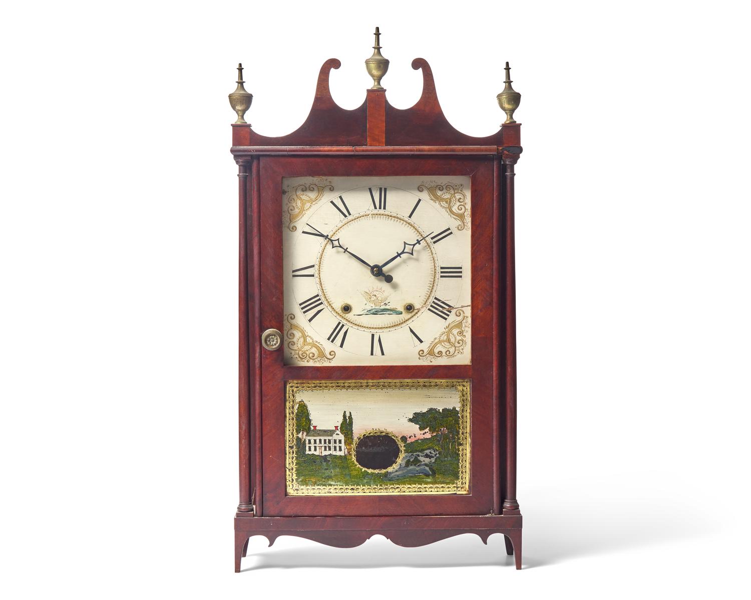 A Federal Mahogany and Églomisé Shelf Clock
