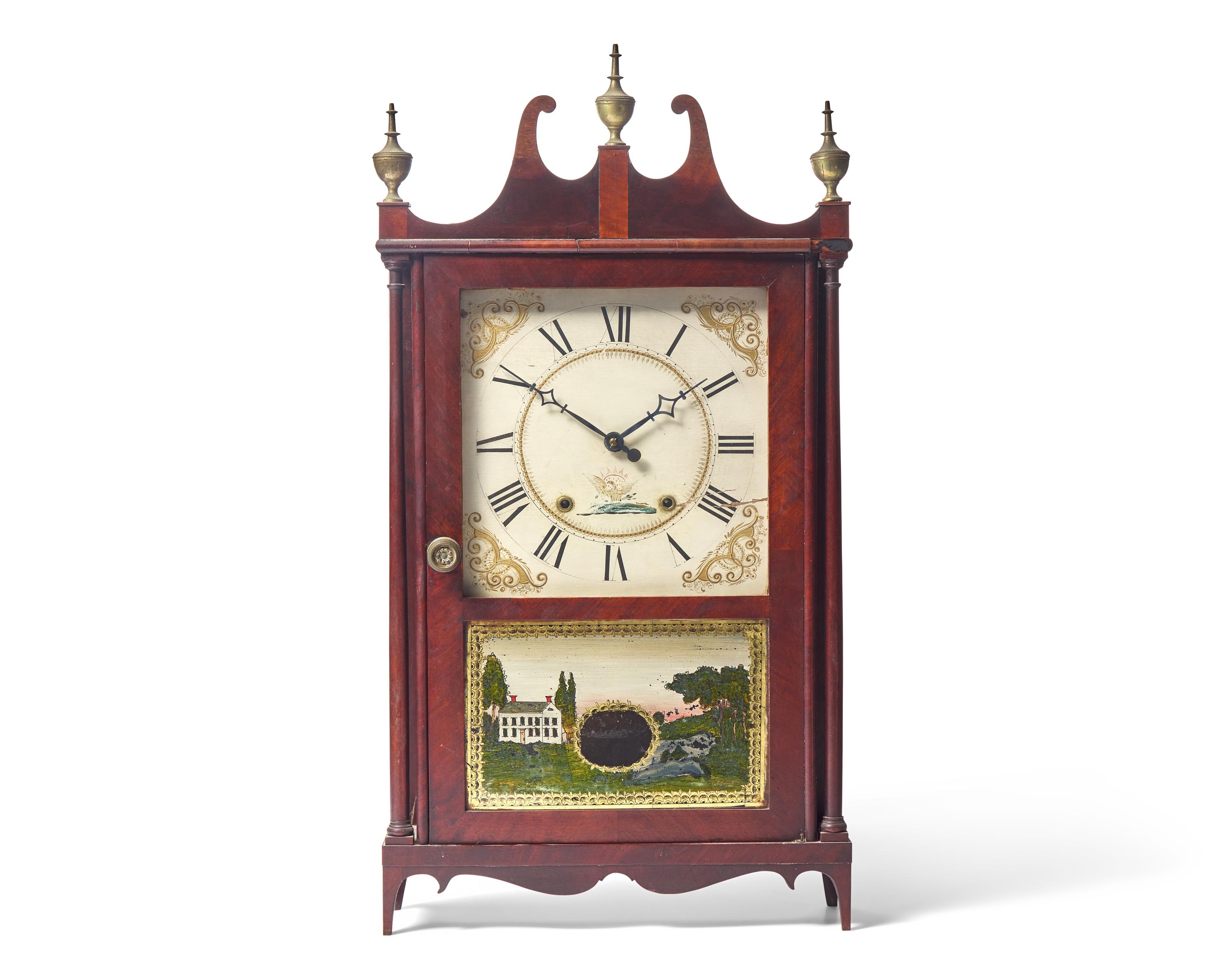 A Federal Mahogany and Églomisé Shelf Clock