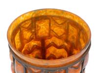 An Unsigned Daum Wrought-Iron and Glass Blow-Out Vase — CIRCA 1930