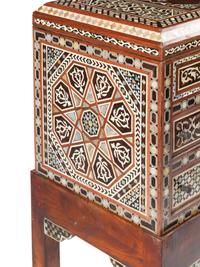 A Moorish Style Marquetry Collector's Cabinet on Stand