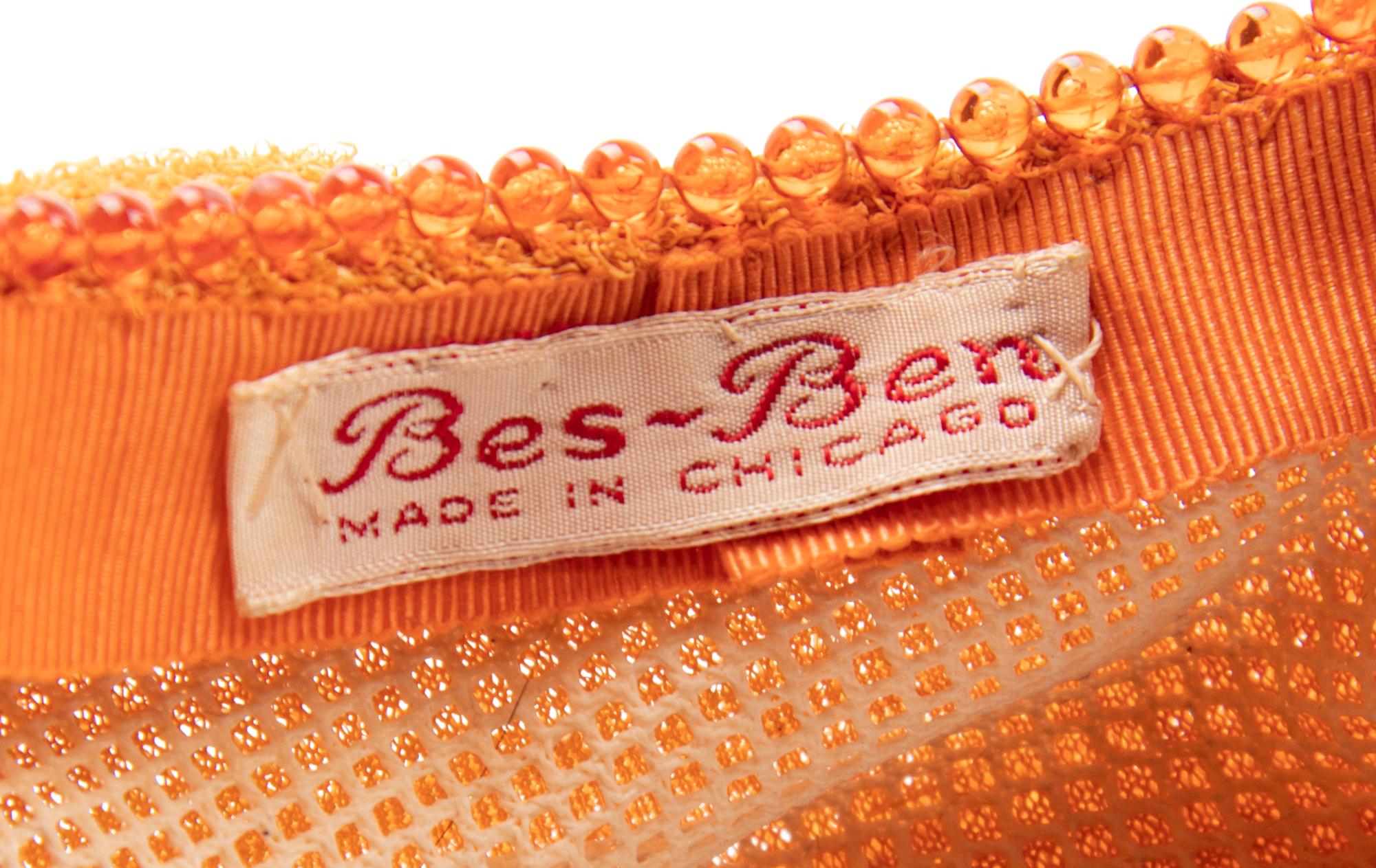 Two Bes-Ben Hats with Feathers; One Red, One Orange, 1940s-1950s