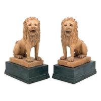 A Pair of Large French Terracotta Lions
