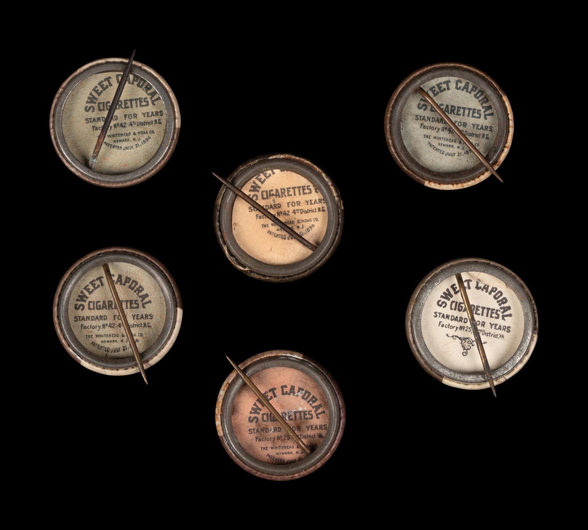A Group of Six 1910-12 Sweet Caporal Baseball Pins,