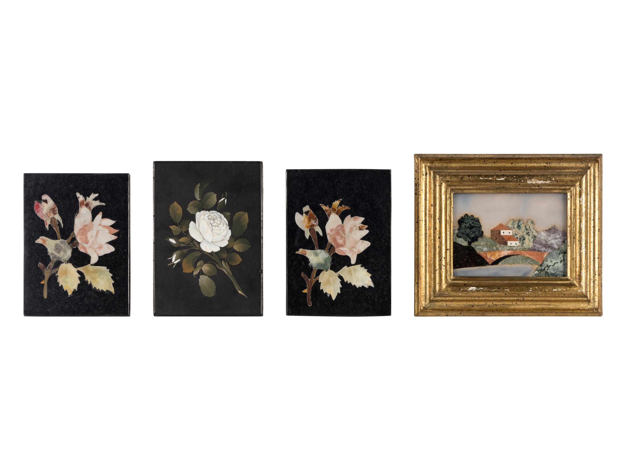 Four Continental Pietra Dura Plaques