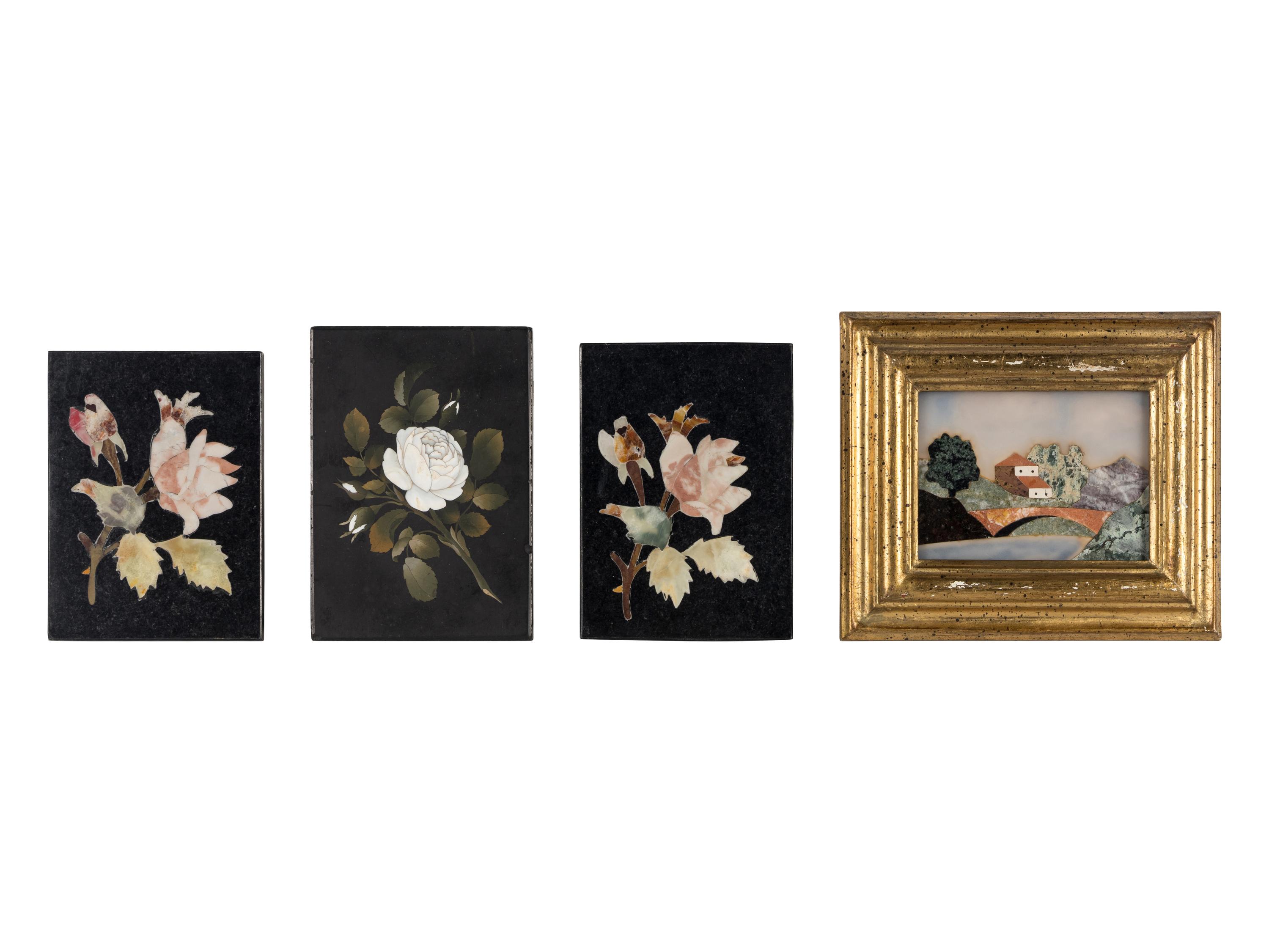 Four Continental Pietra Dura Plaques