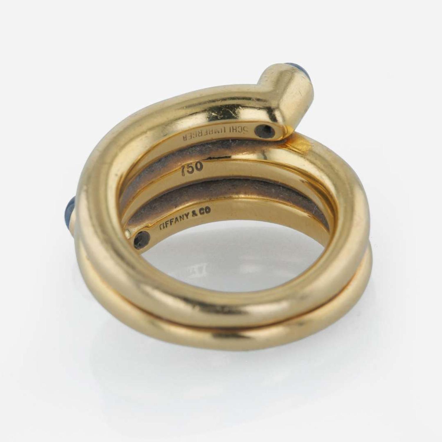 An 18K yellow gold and sapphire ring, Tiffany & Co. Schlumberger, "Double Coil"