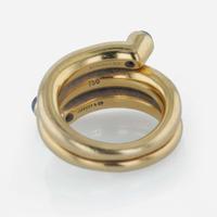An 18K yellow gold and sapphire ring, Tiffany & Co. Schlumberger, "Double Coil"
