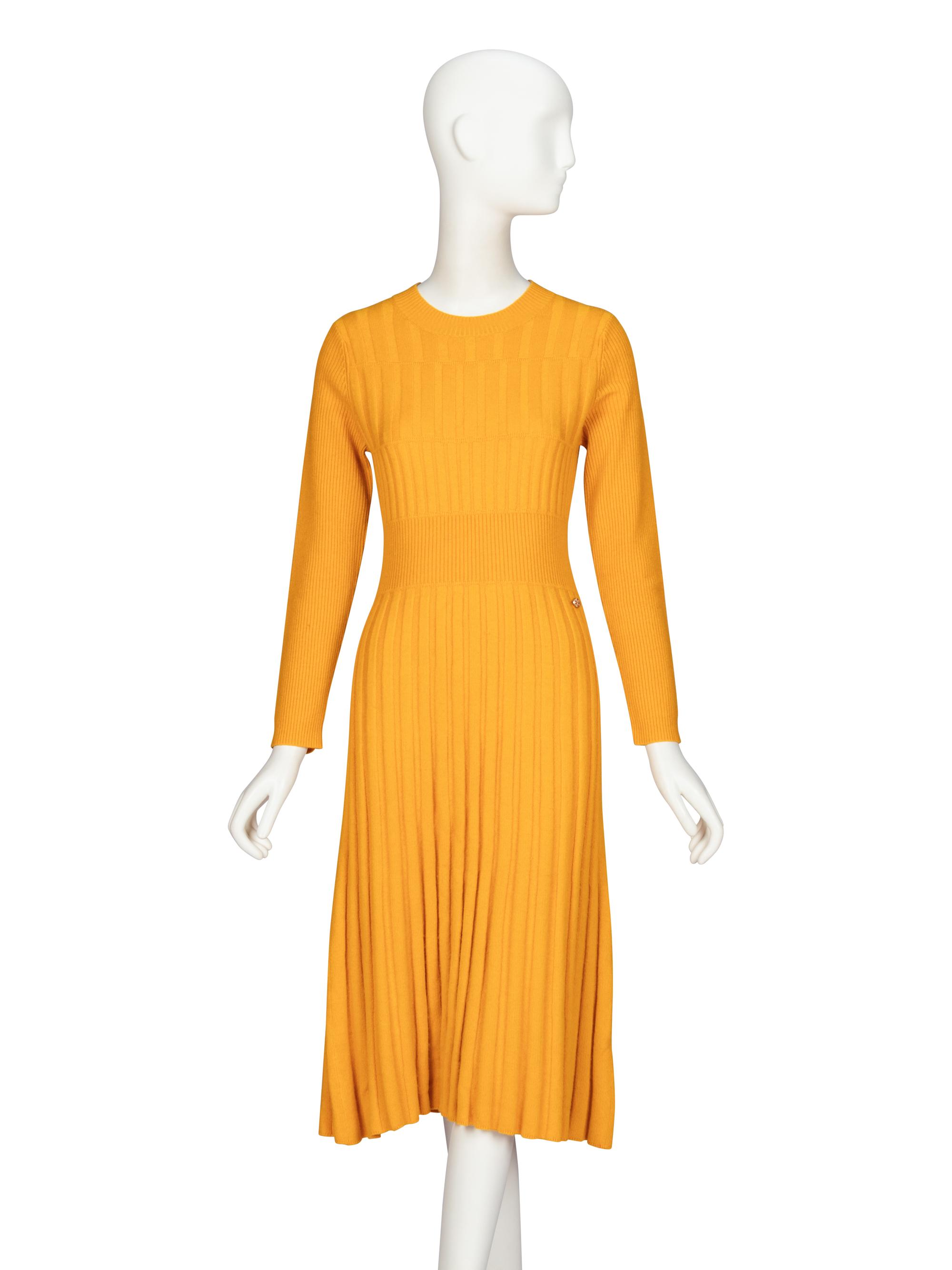 Chanel, Saffron Wool Knit Dress