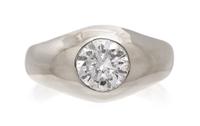 A 14 Karat White Gold and Diamond Ring, 2.90 dwts.