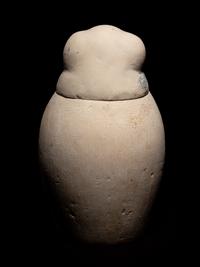 A Set of Four Egyptian Painted Limestone Canopic Jars of the Sons of Horus
