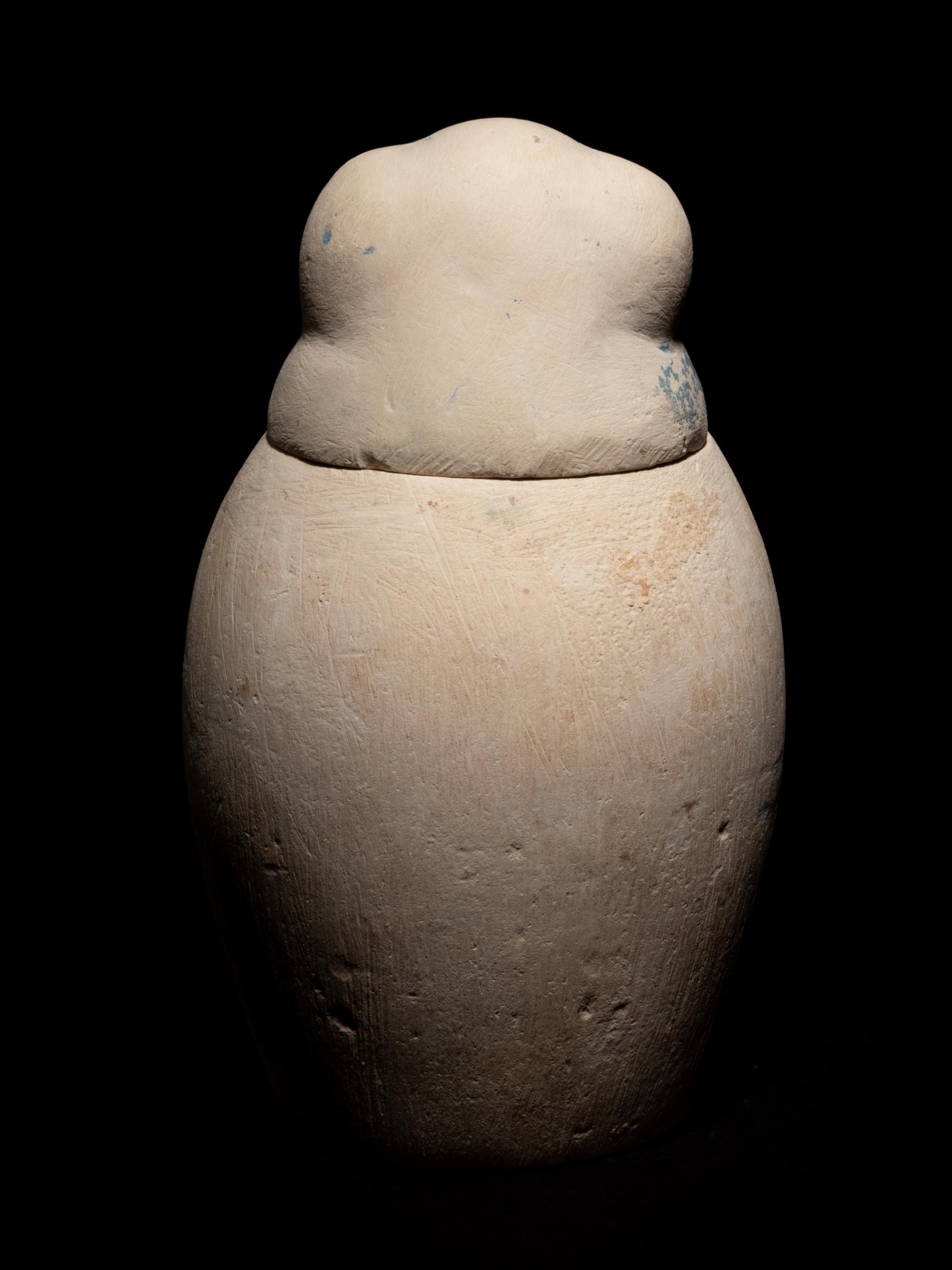 A Set of Four Egyptian Painted Limestone Canopic Jars of the Sons of Horus