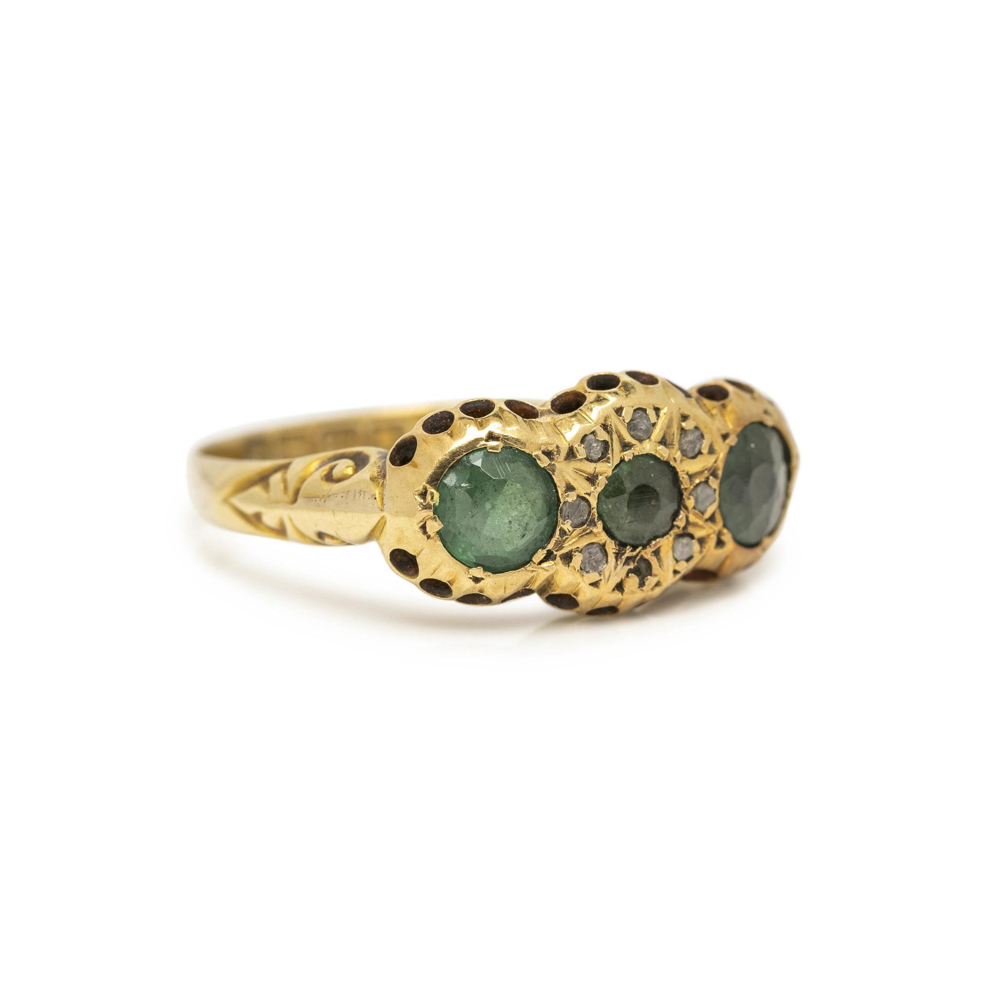 ANTIQUE, EMERALD AND DIAMOND RING