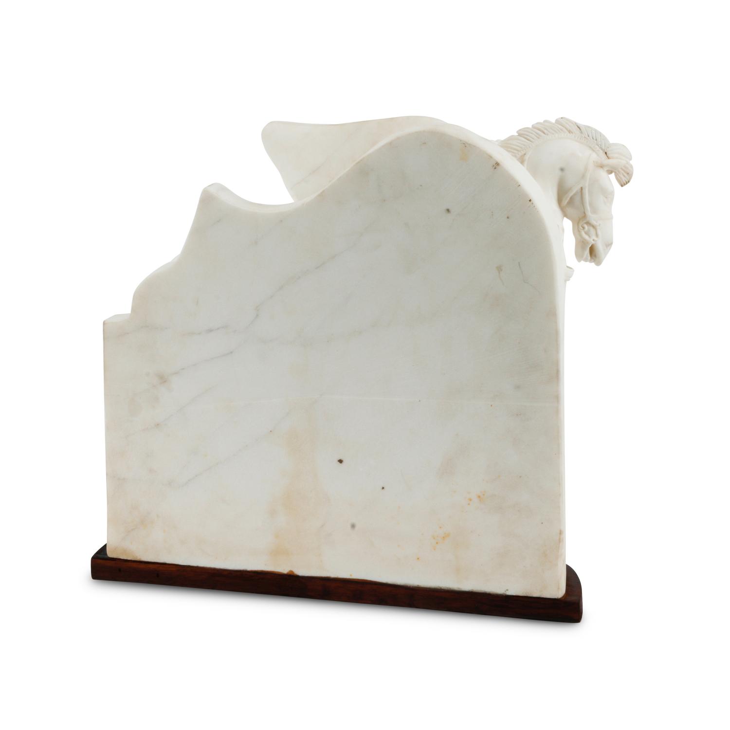 An Italian Carved Marble Horse Group