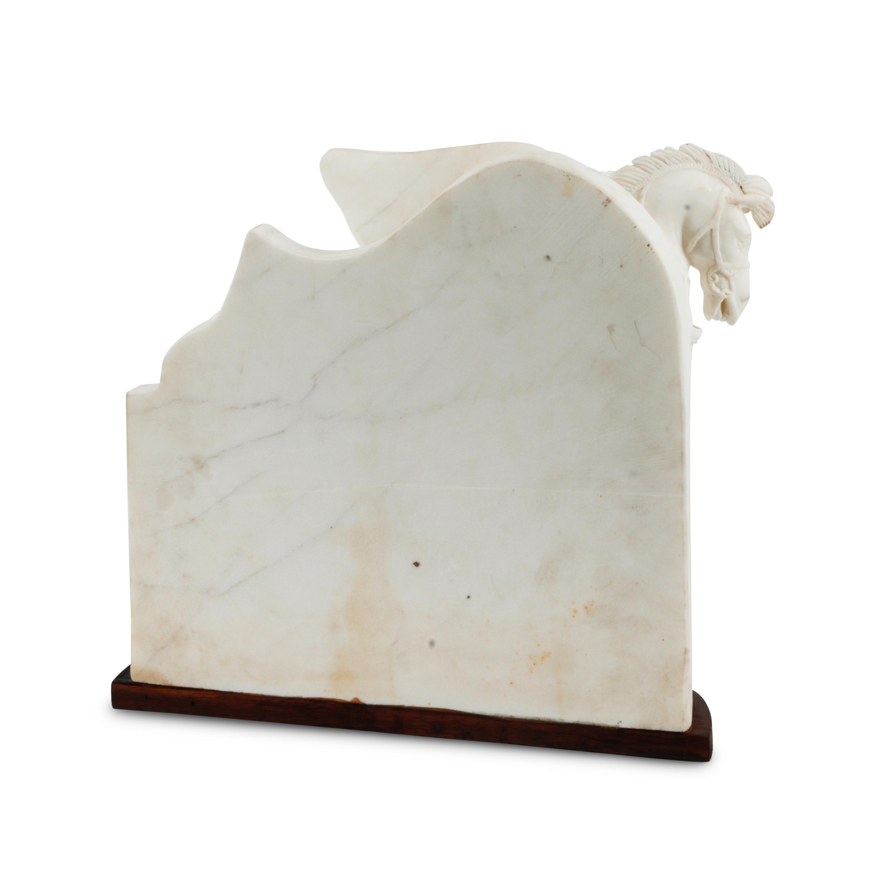 An Italian Carved Marble Horse Group