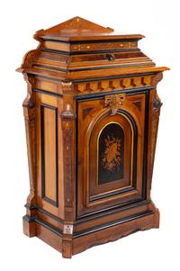 A Victorian Parcel Ebonized Marquetry Cabinet Height 54 x width 35 x depth 18 inches. — MANNER OF HERTER BROS., NEW YORK, LATE 19TH CENTURY