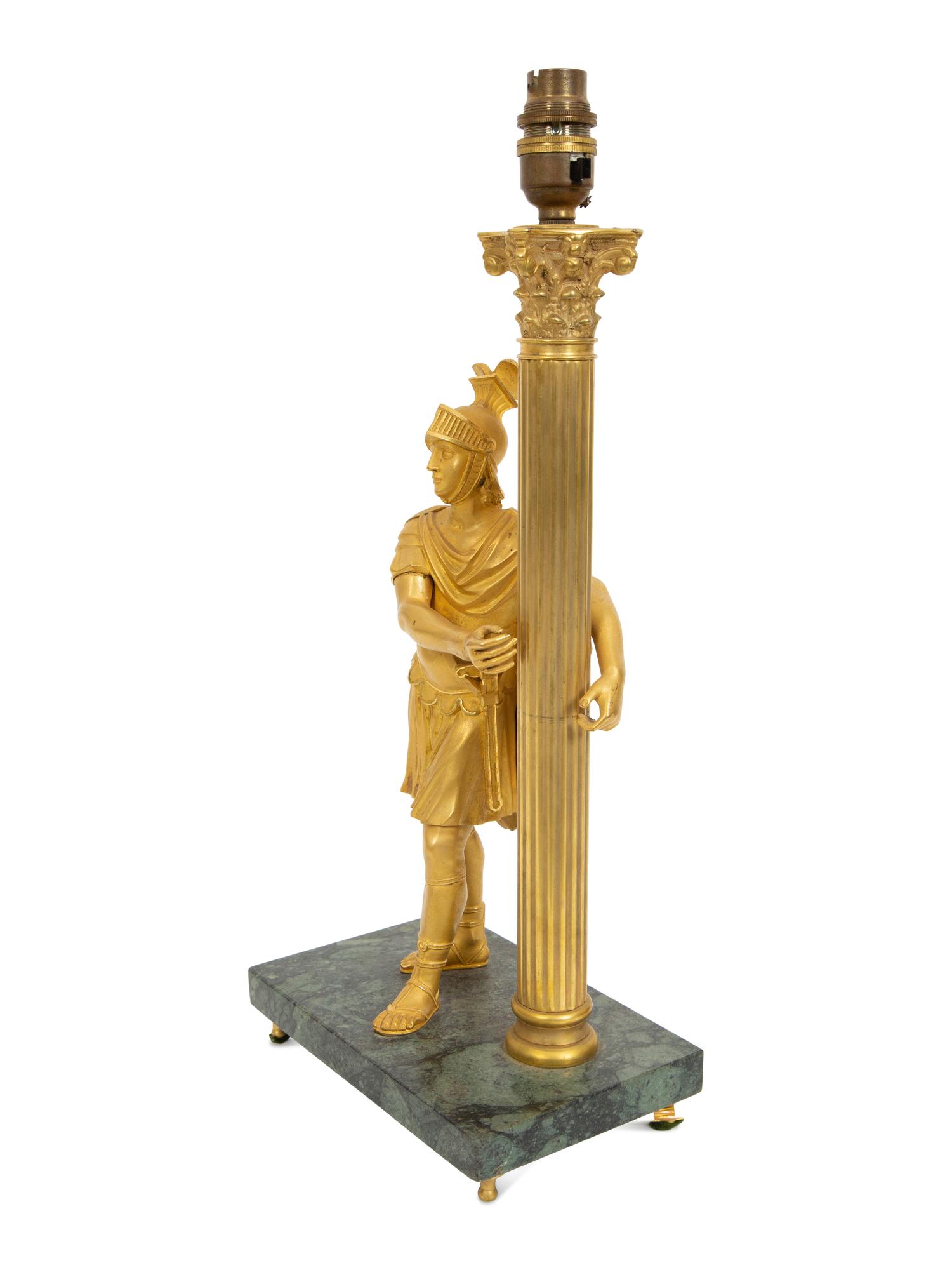 A Charles X Style Gilt Bronze Figural Table Lamp