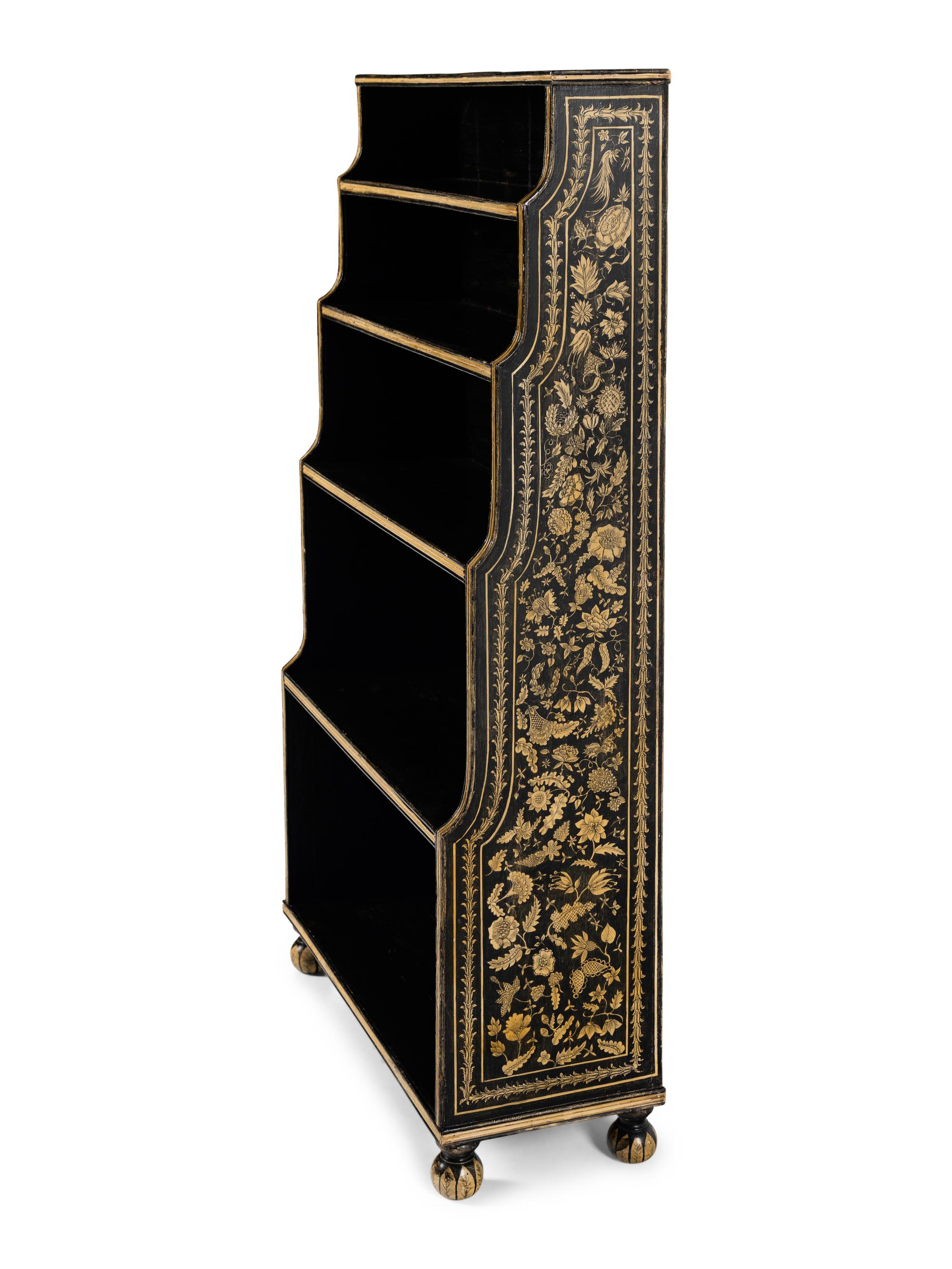 An English Penwork 'Waterfall' Bookcase
