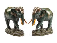 A Pair of Anglo-Colonial Style Painted Elephants