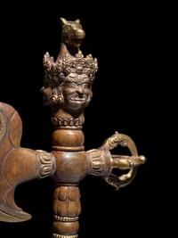 Two Tibetan Gilt Bronze Ritual Daggers