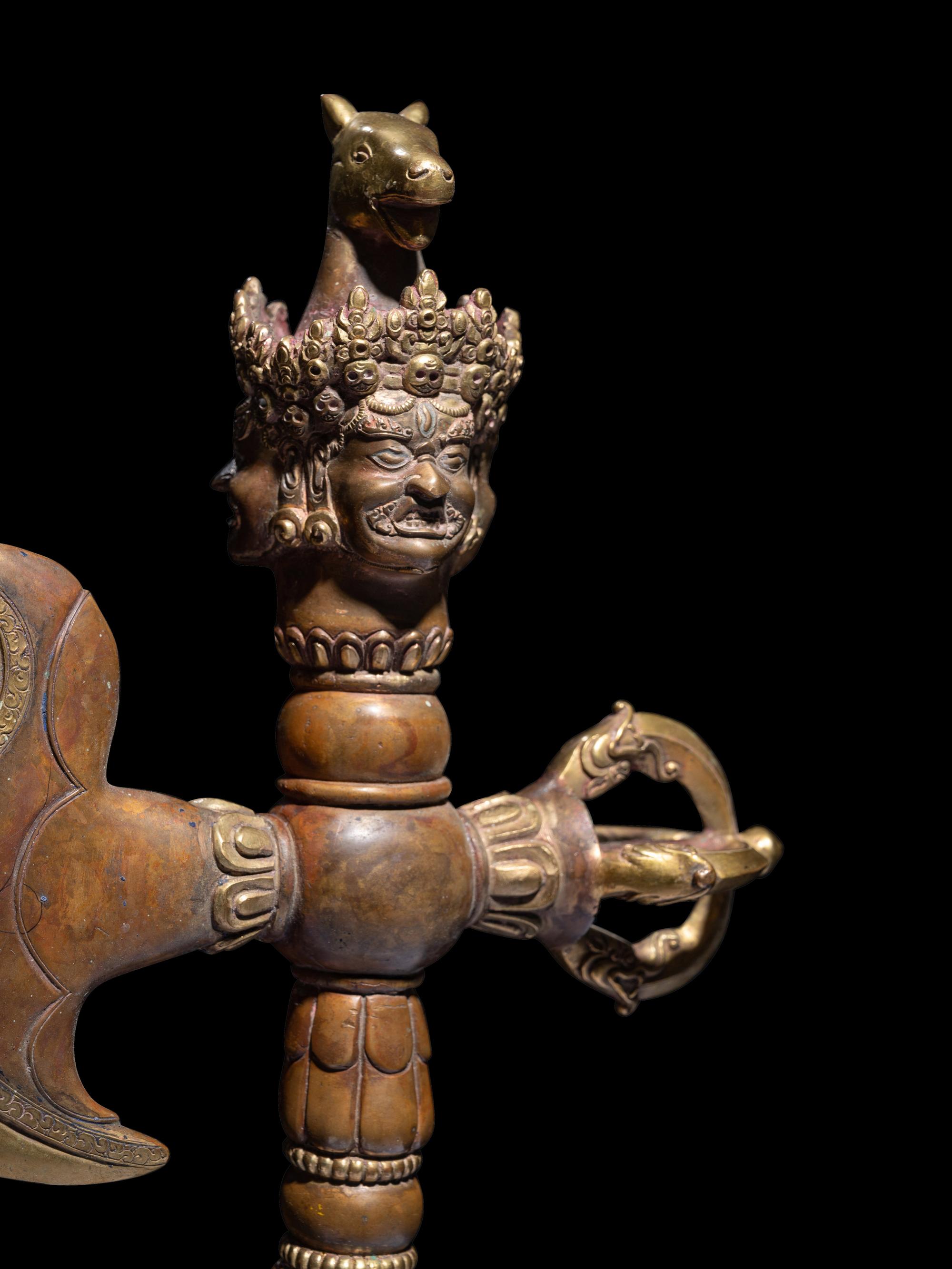 Two Tibetan Gilt Bronze Ritual Daggers