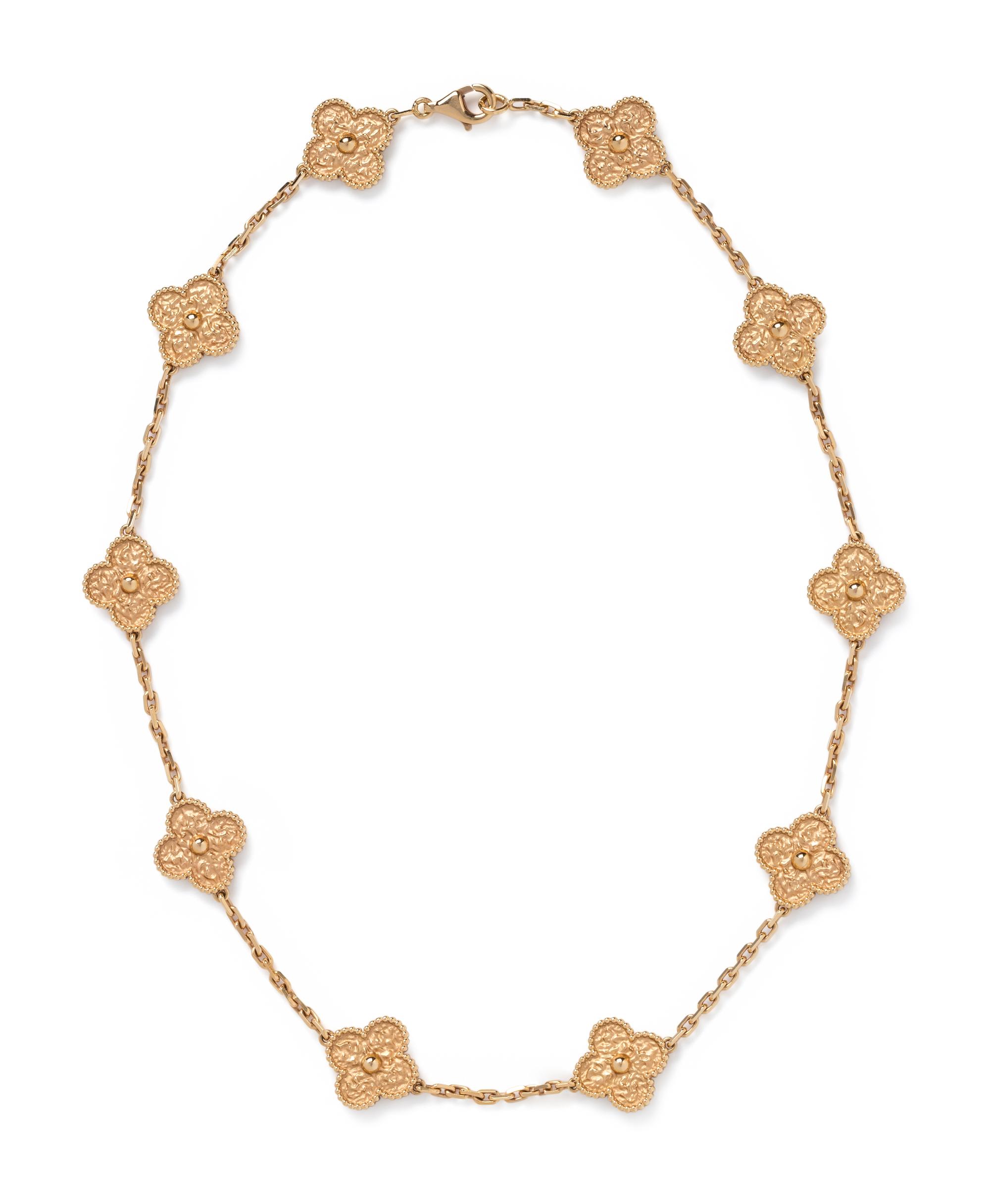 VAN CLEEF & ARPELS, YELLOW GOLD 'ALHAMBRA' NECKLACE