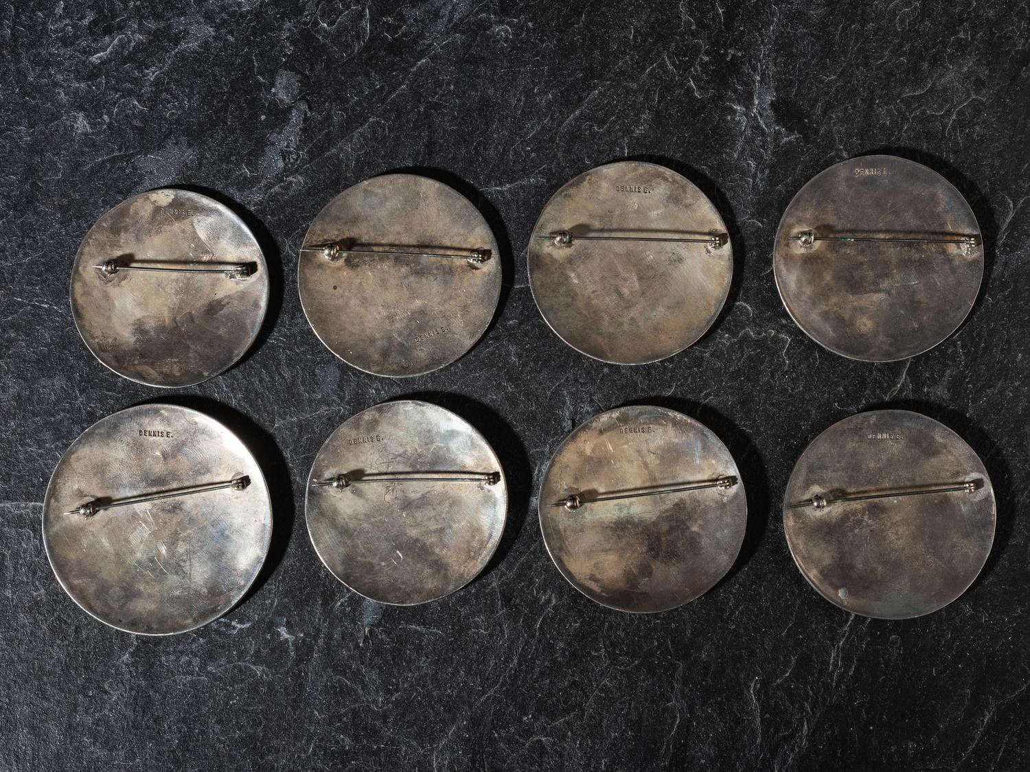 Group of Mosaic Inlay Bird Pins