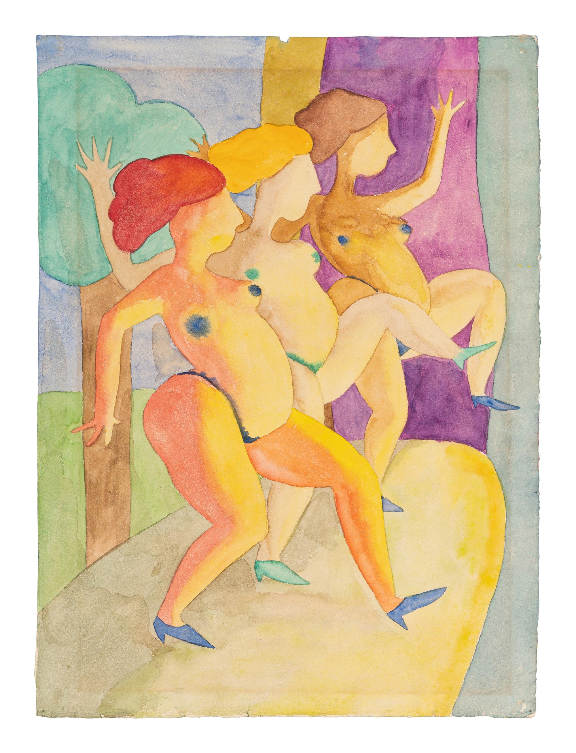 Political Scene and Burlesque Dancers , c. 1964