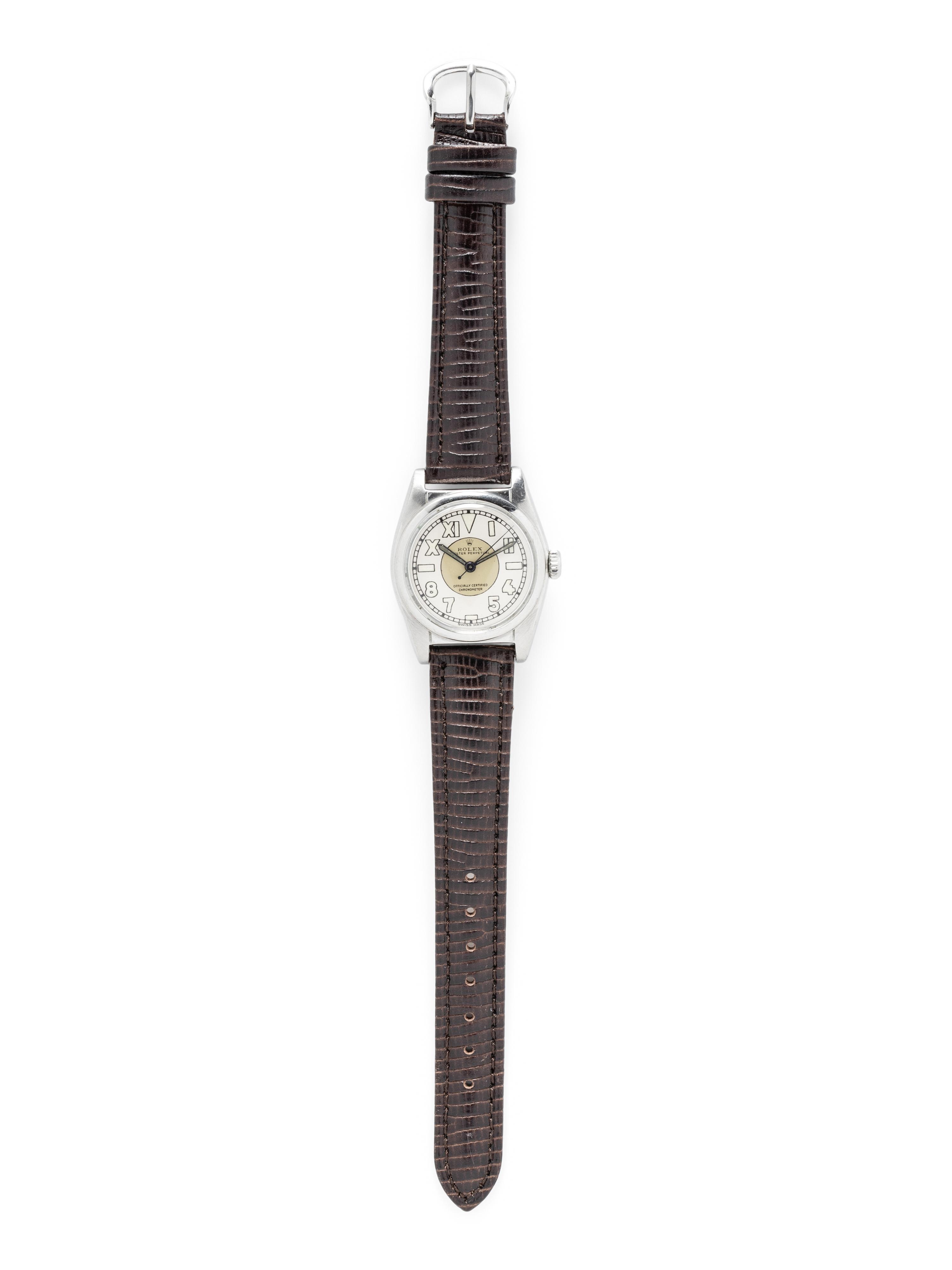 ROLEX, REF. 6050 STAINLESS STEEL 'OYSTER PERPETUAL BUBBLEBACK' WATCH