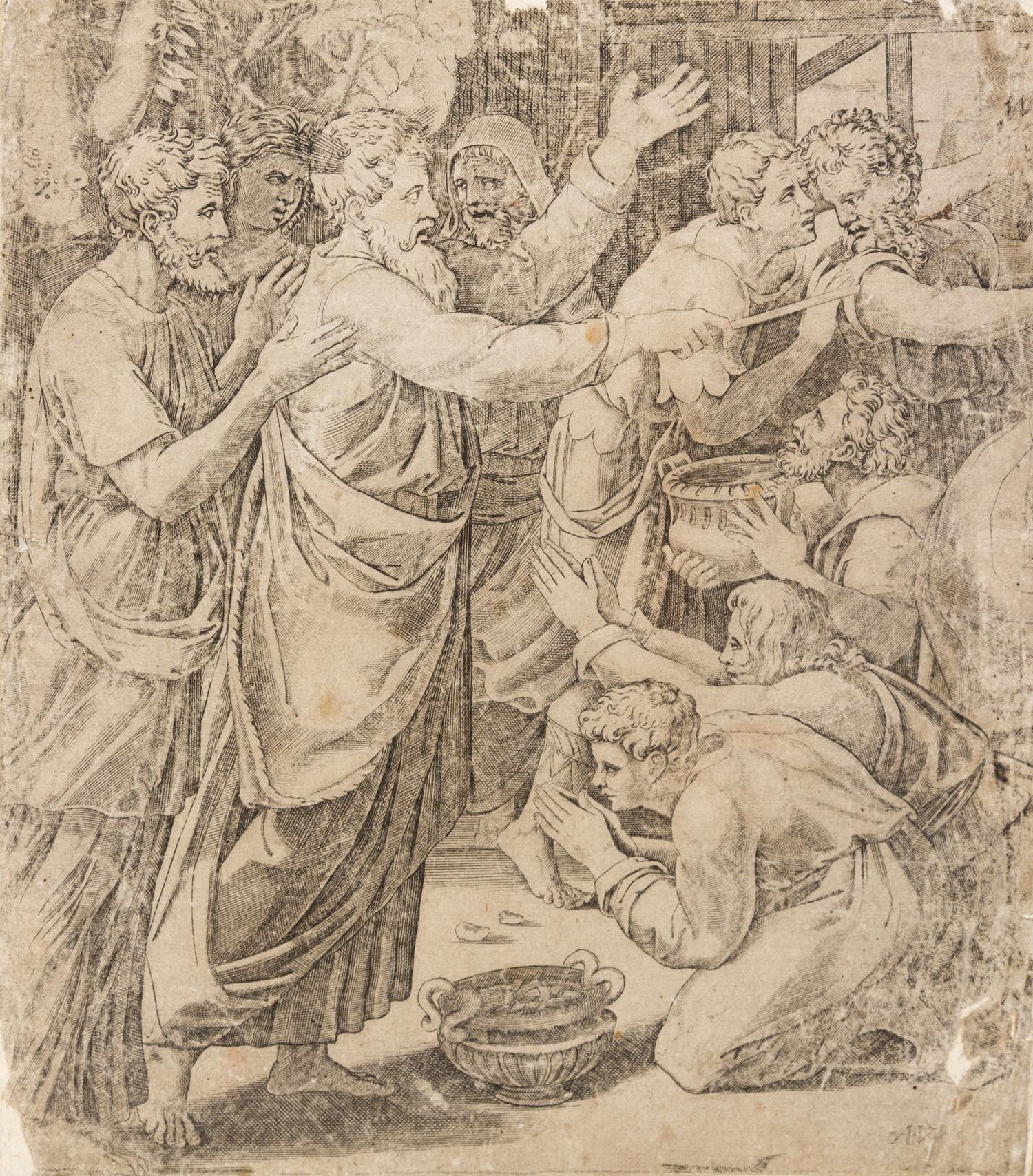 Agostino dei Musi, (Italian, c. 1490-c. 1536), Christ Cleaning the Temple and Virgin and Child with the Infant Saint John the Baptist a