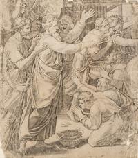 Agostino dei Musi, (Italian, c. 1490-c. 1536), Christ Cleaning the Temple and Virgin and Child with the Infant Saint John the Baptist a