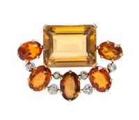 An 18 Karat Yellow Gold, Platinum, Citrine and Diamond Brooch, Jean Fouquet, 17.40 dwts.