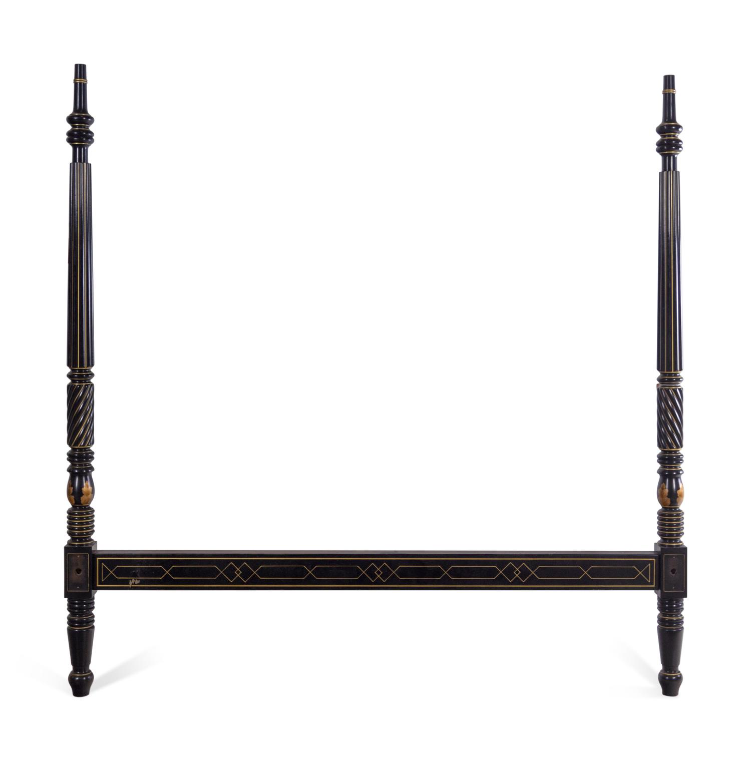 A Regency Style Black-Painted Canopy Bed