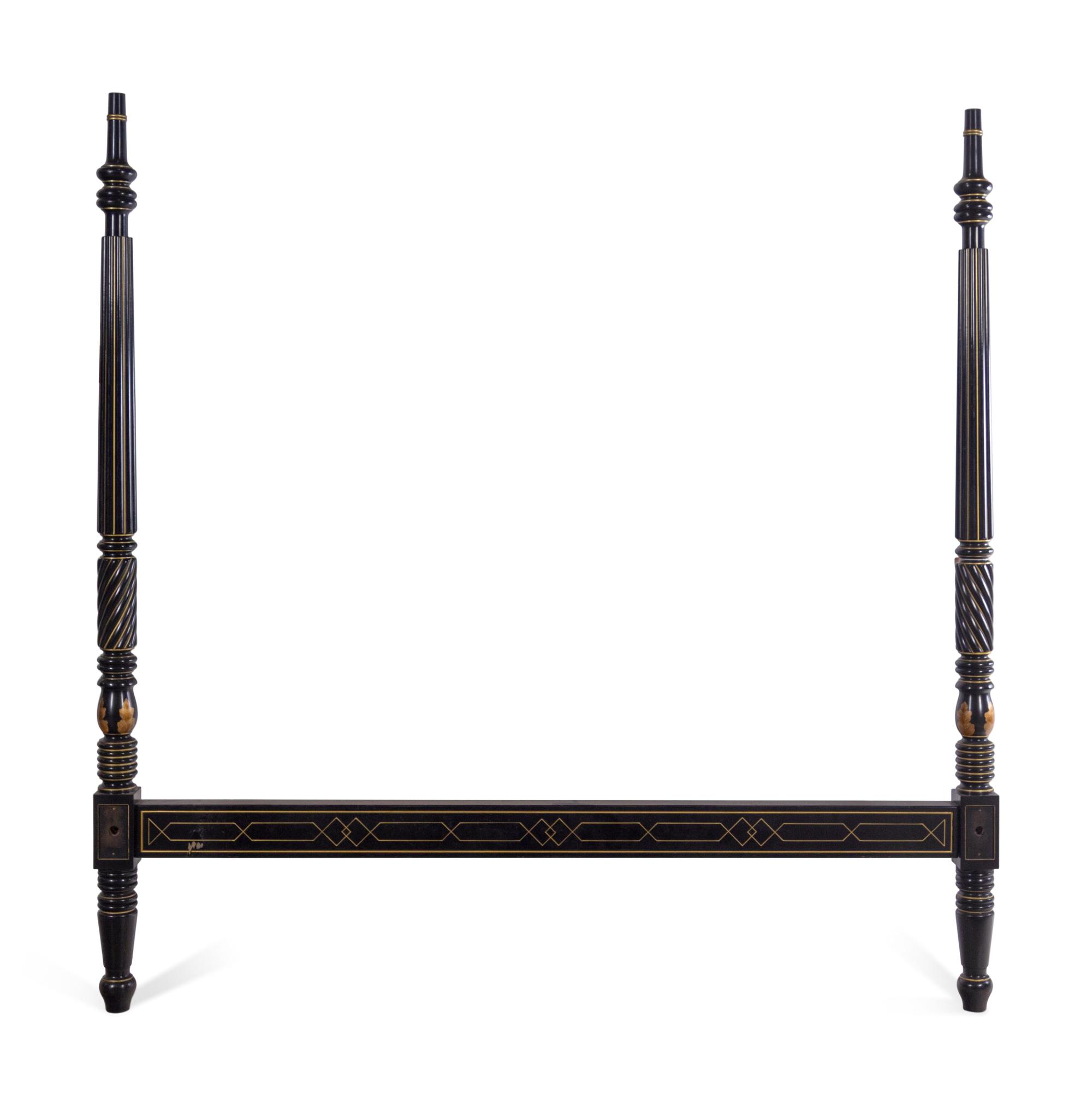 A Regency Style Black-Painted Canopy Bed