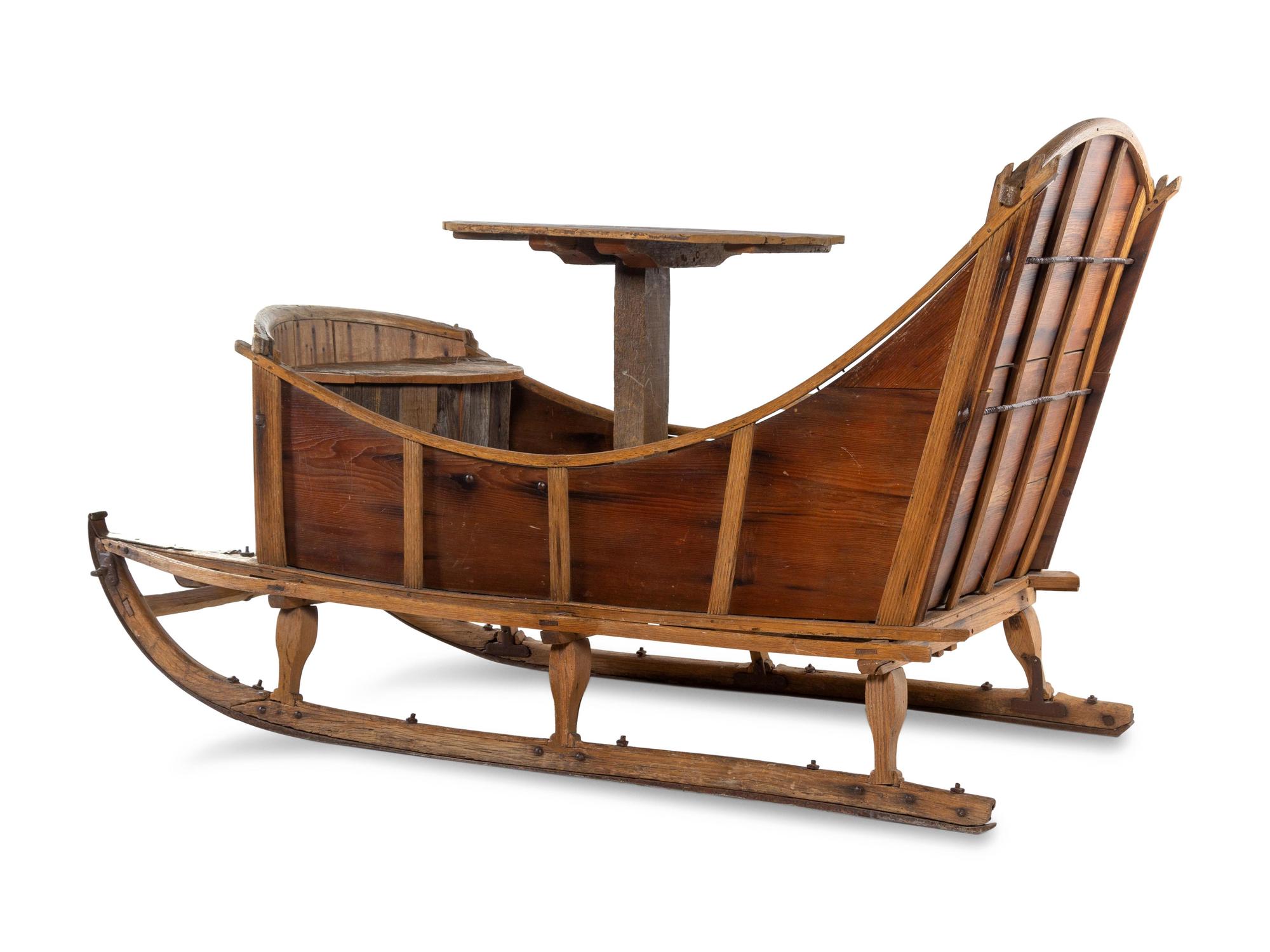 An American Wrought Iron Mounted Sleigh