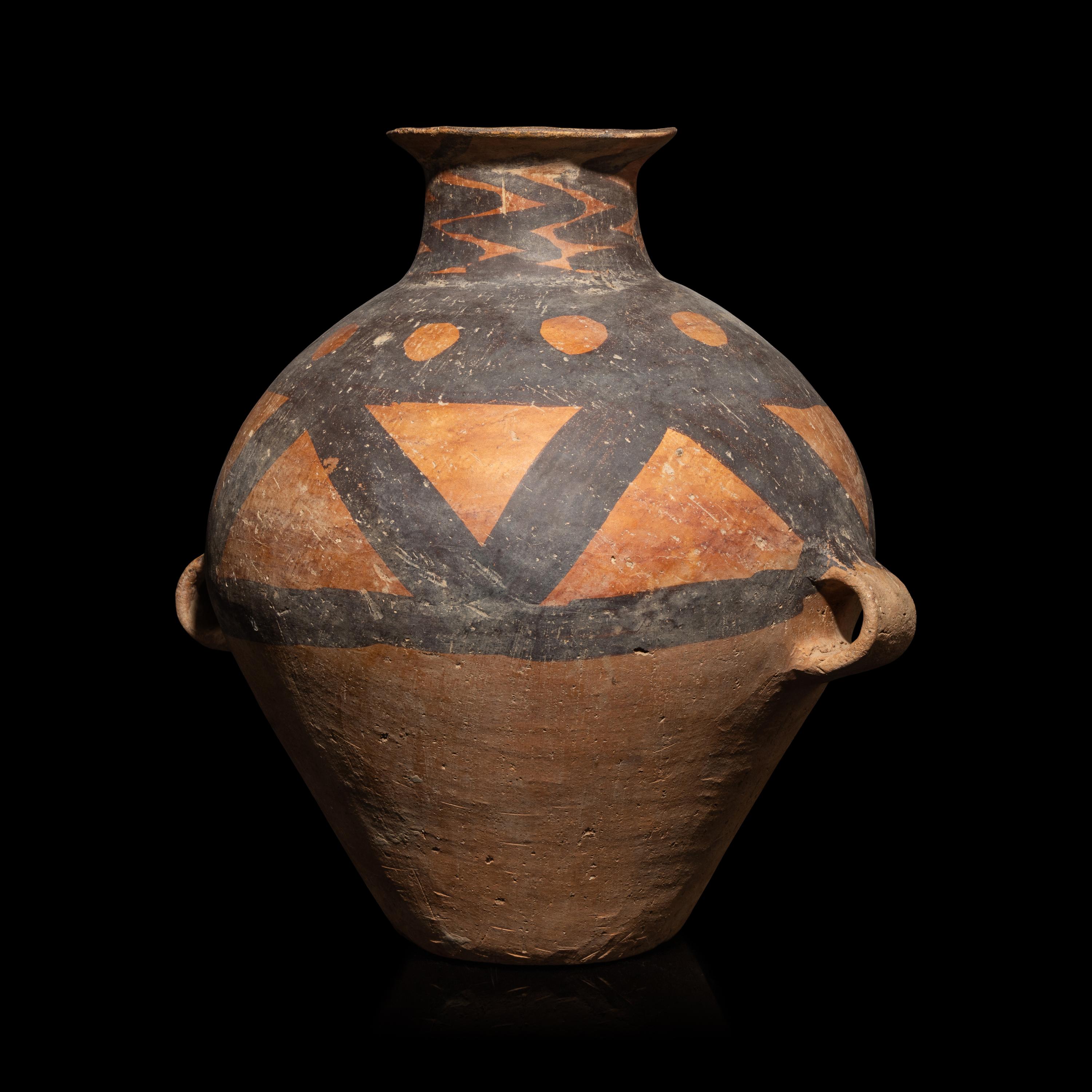A Chinese Neolithic Painted Pottery Vessel, Majiayao Culture, Banshan Type — 馬家窯文化（半山類型）彩陶雙耳罐