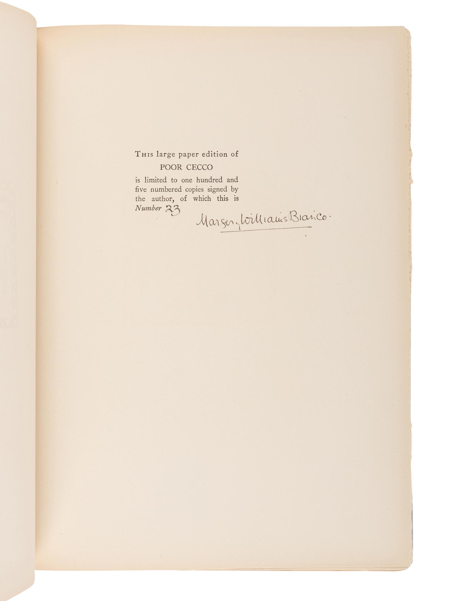 [RACKHAM, Arthur (1867-1939), illustrator]. BIANCO, Margery Williams (1881-1944). Poor Cecco . New York: George H. Doran Company, 1925.