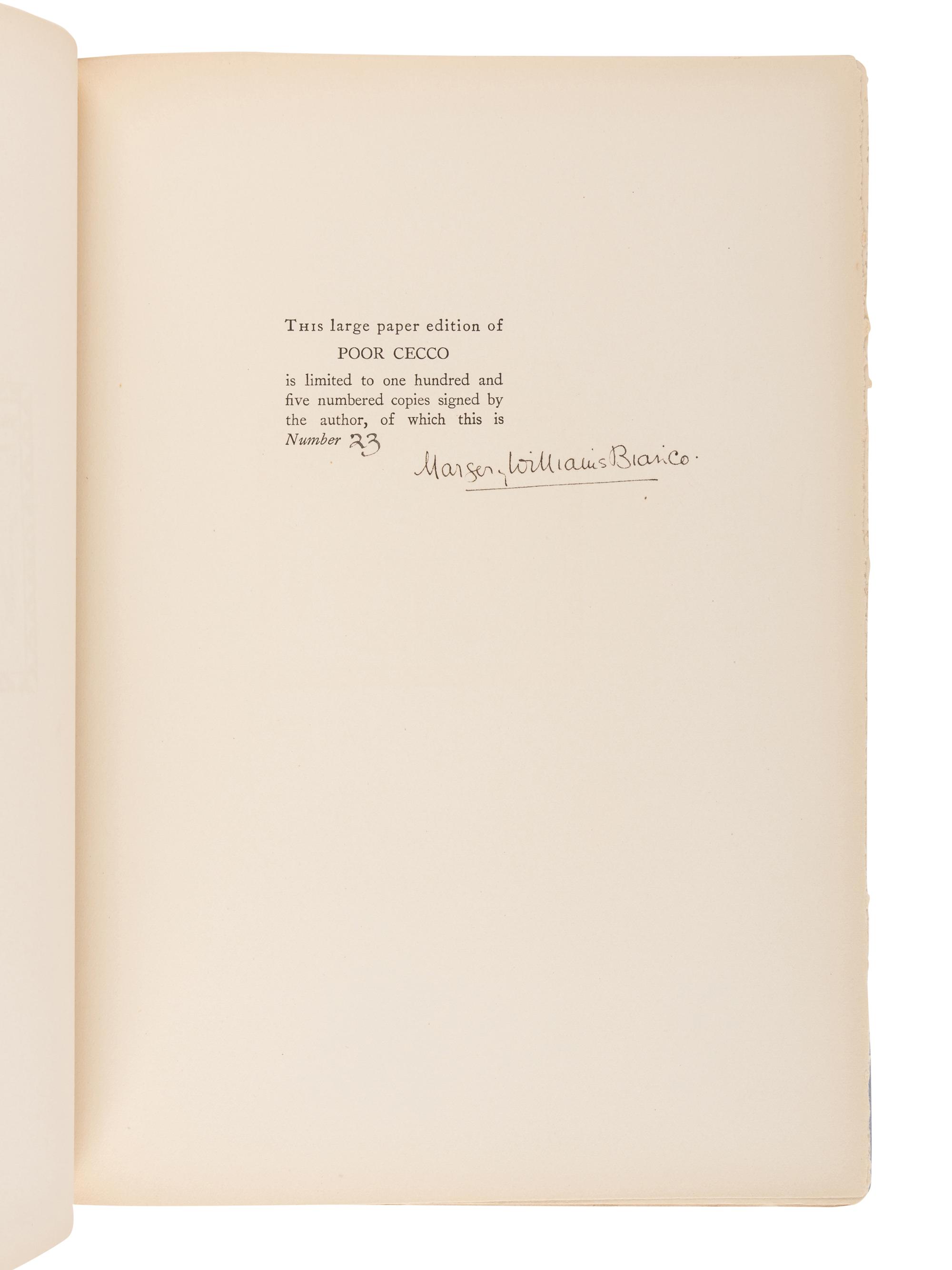 [RACKHAM, Arthur (1867-1939), illustrator]. BIANCO, Margery Williams (1881-1944). Poor Cecco . New York: George H. Doran Company, 1925.