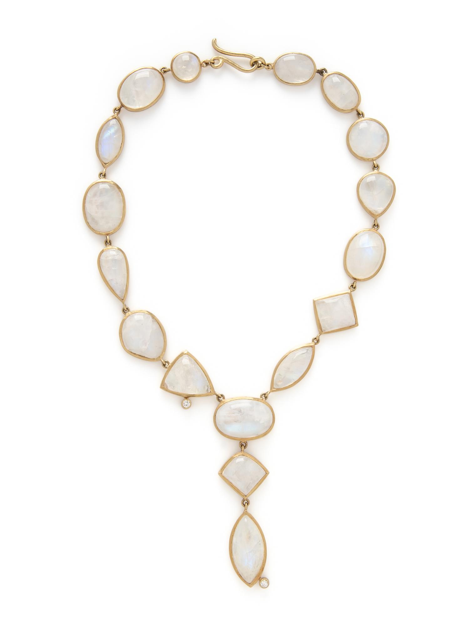MOONSTONE AND DIAMOND NECKLACE