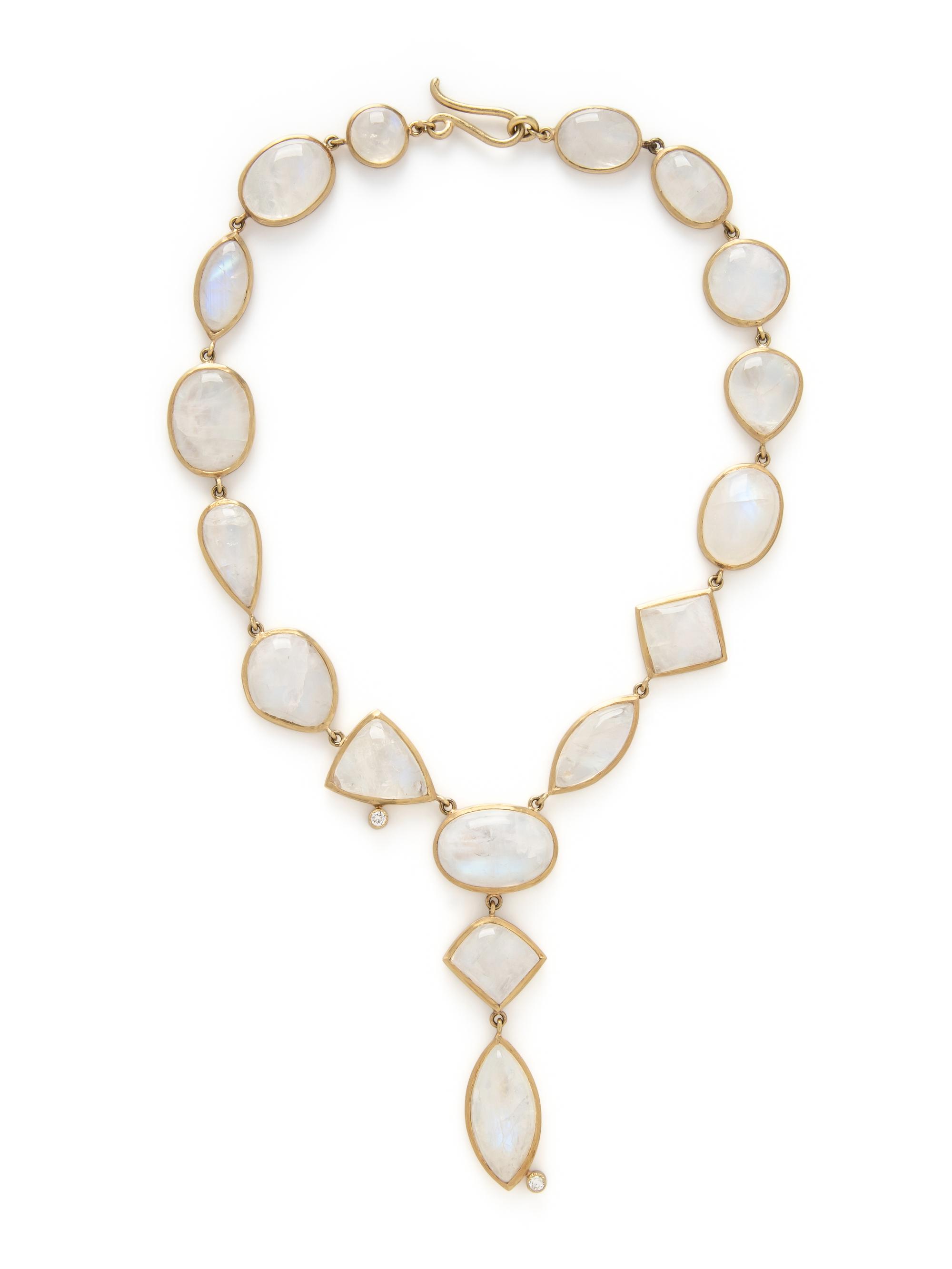 MOONSTONE AND DIAMOND NECKLACE
