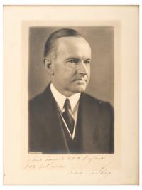 [POLITICS]. COOLIDGE, Calvin (1872-1933) and COOLIDGE, Grace (1879-1957). INSCRIBED photographs.