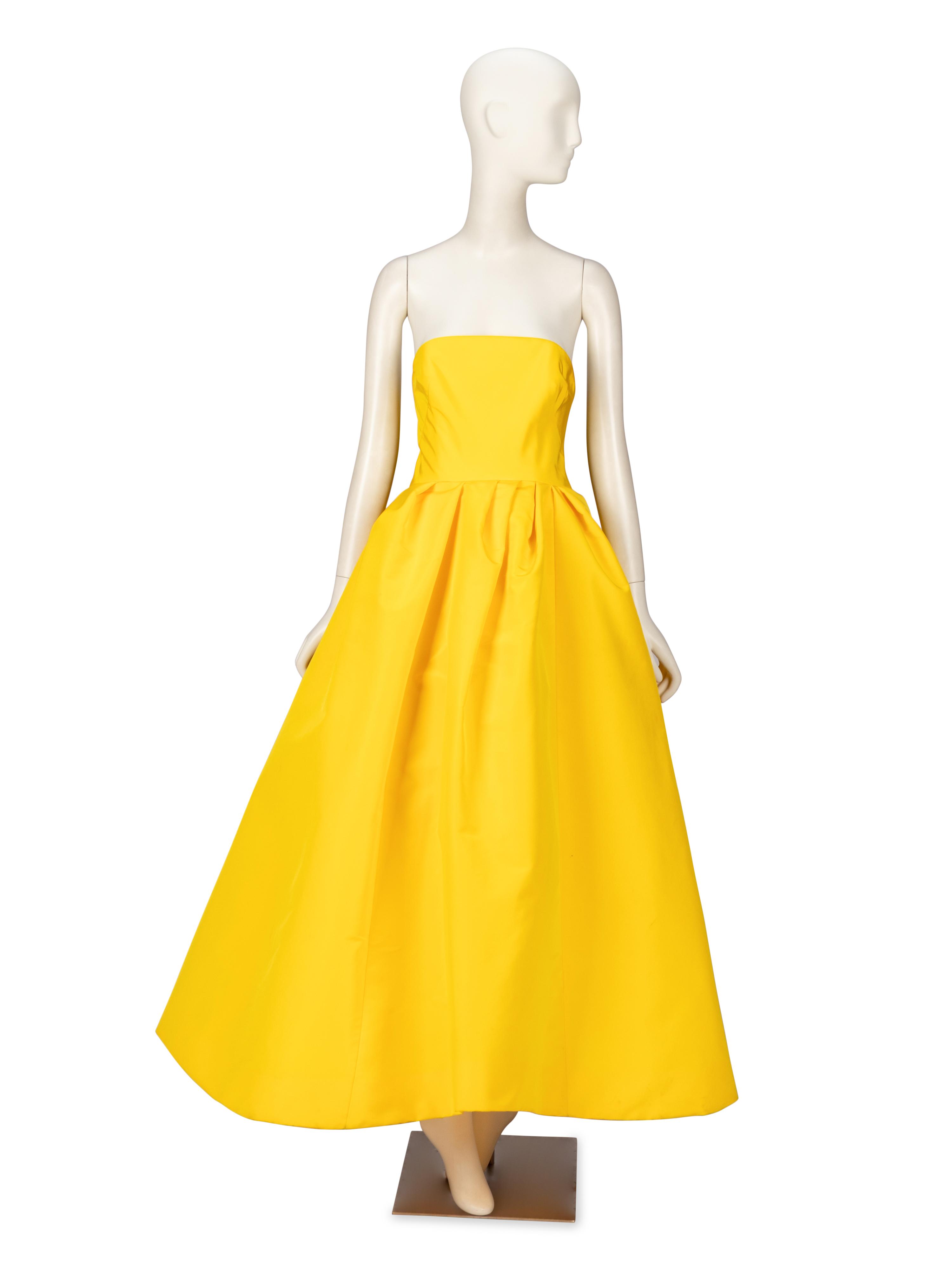 Carolina Herrera Yellow Silk-Faille Midi Dress