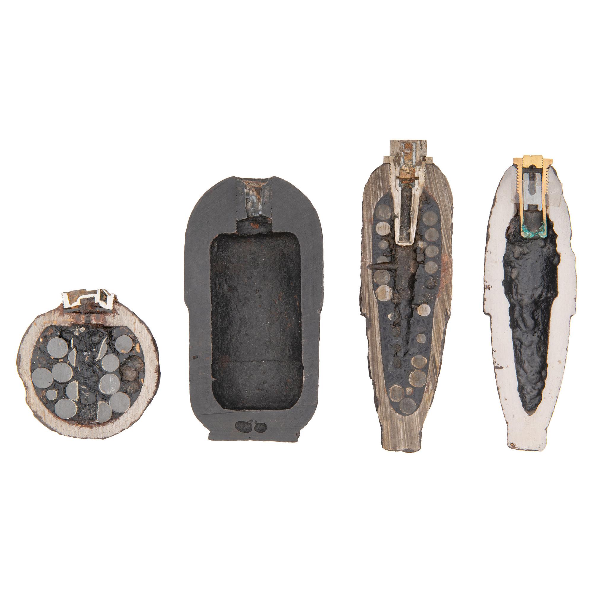 Four Dug Civil War Era Sectioned Half Artillery Shells, Including Schenkls and Dyer