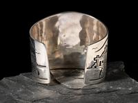 Silver Overlay Katsina and Pueblo Cuff Bracelet