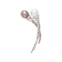 CULTURED PEARL AND DIAMOND BROOCH