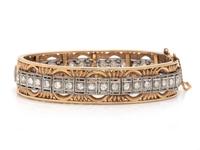 BICOLOR GOLD AND DIAMOND BANGLE BRACELET