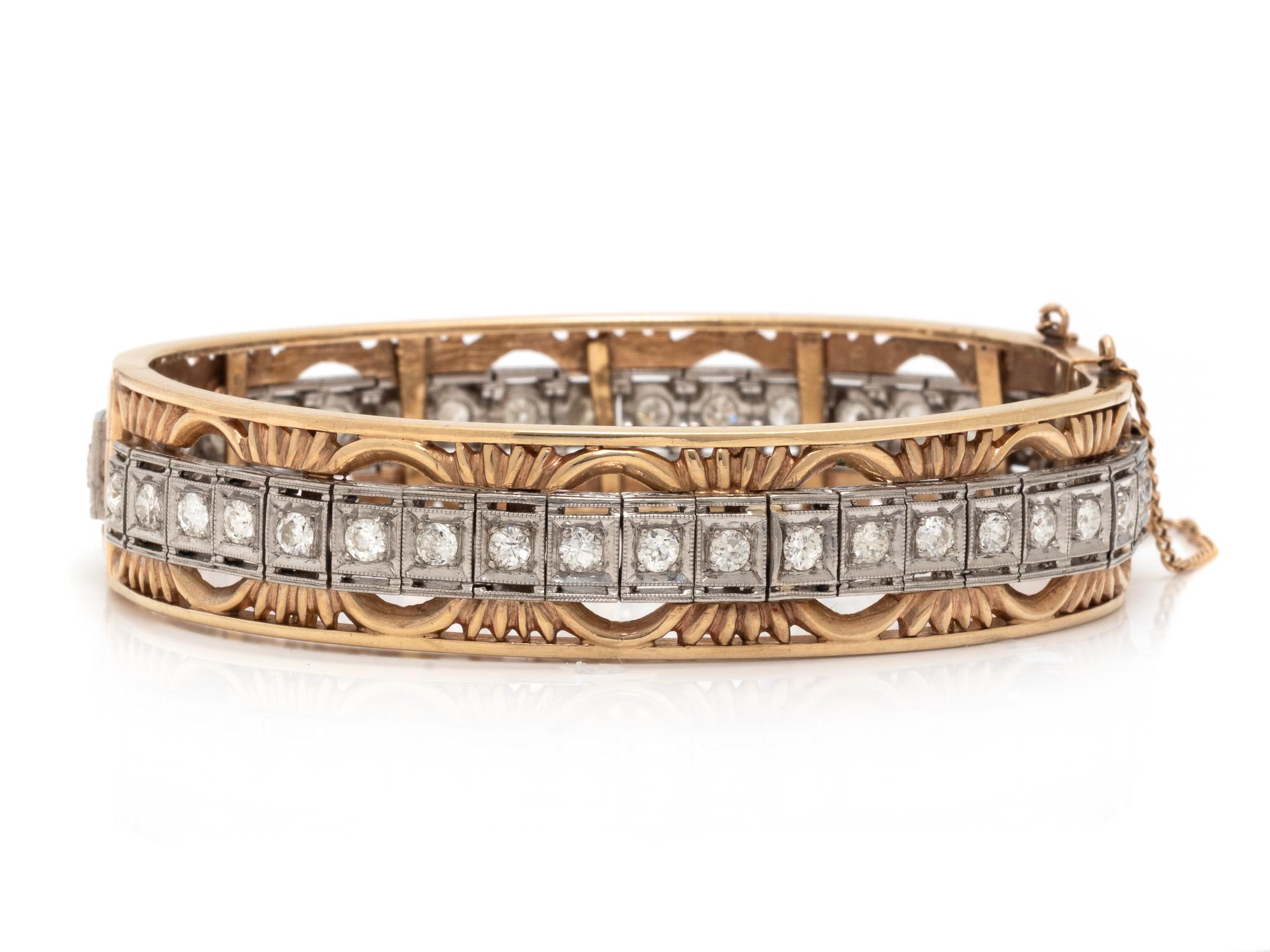 BICOLOR GOLD AND DIAMOND BANGLE BRACELET