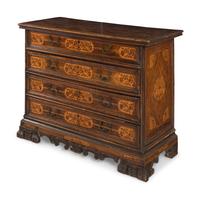 An Italian Baroque Marquetry and Walnut Bureau Chest