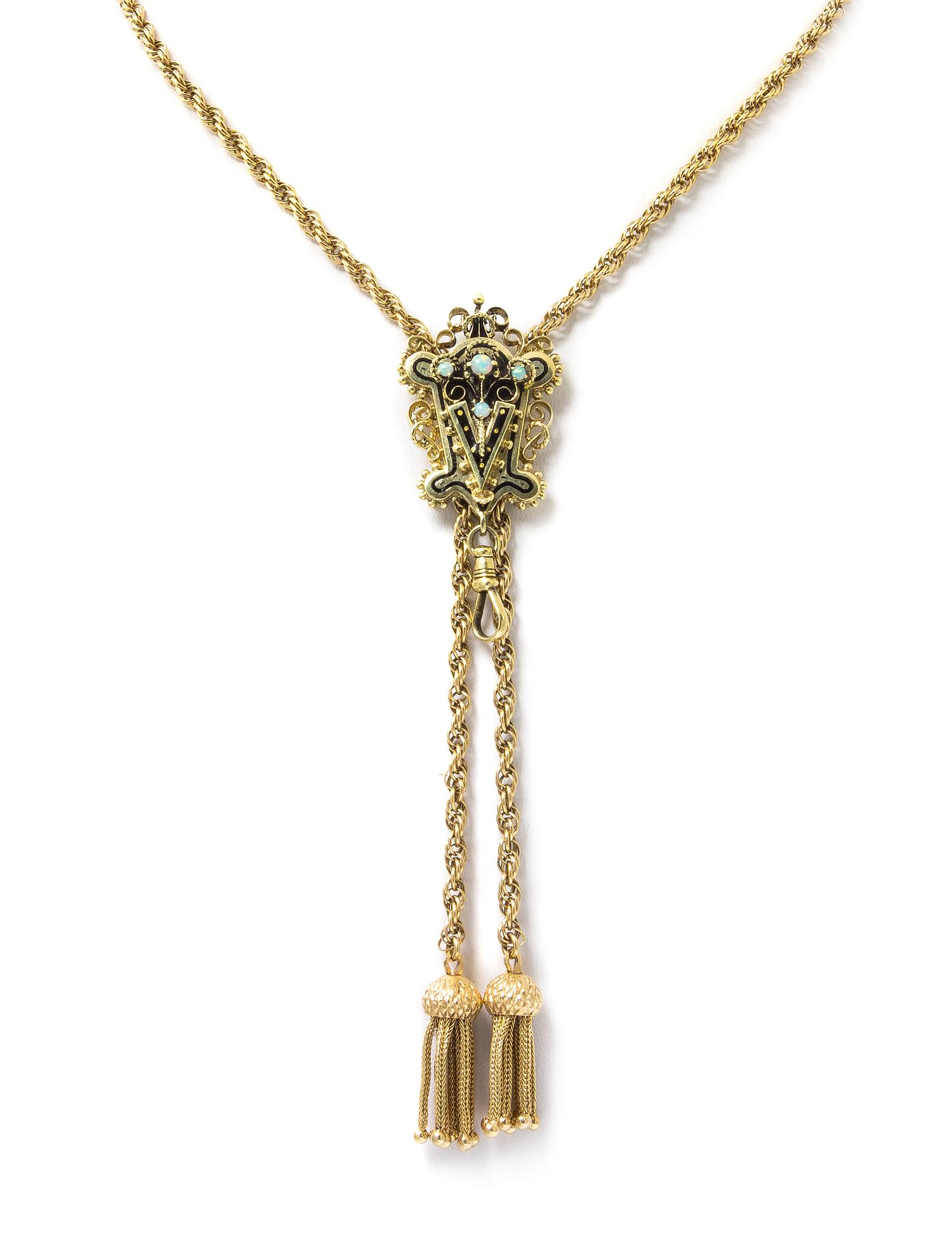 A Yellow Gold, Opal and Enamel Demi Parure, 36.00 dwts.