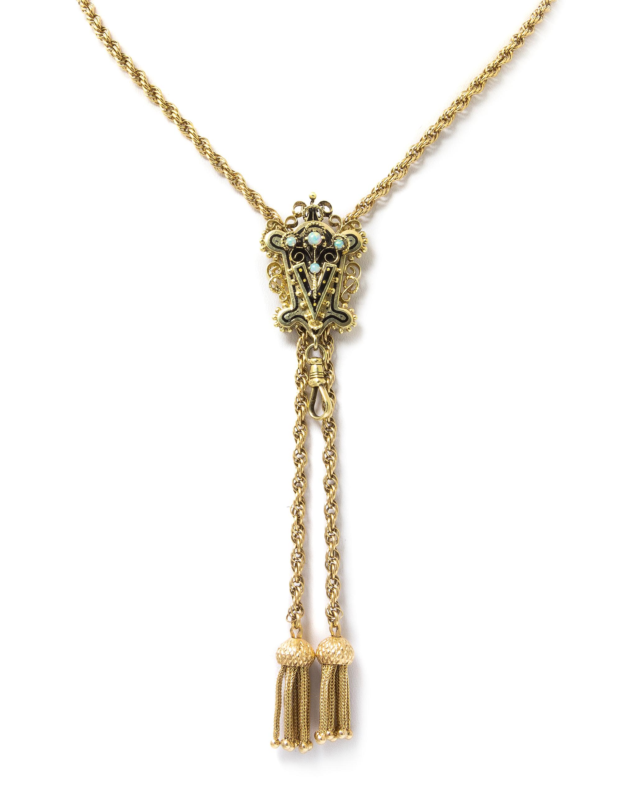 A Yellow Gold, Opal and Enamel Demi Parure, 36.00 dwts.