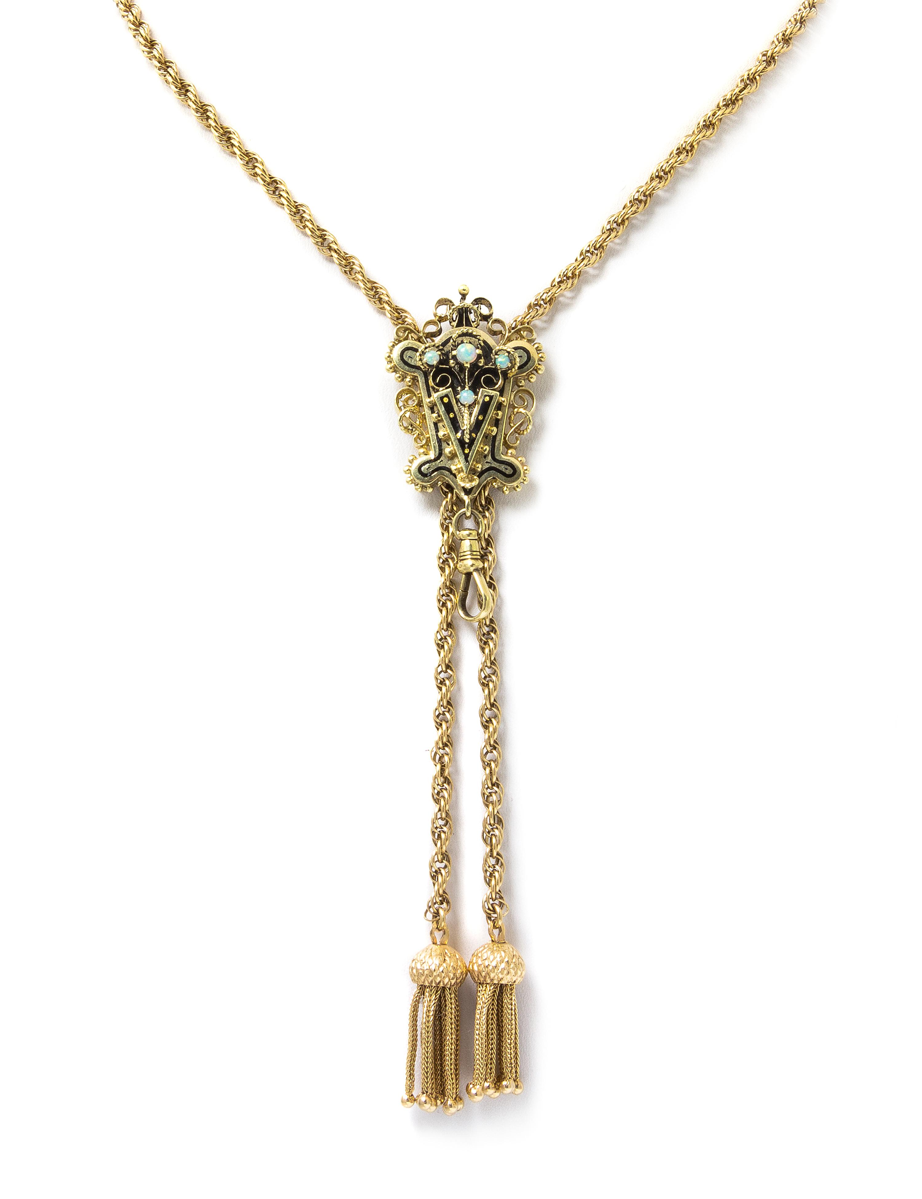 A Yellow Gold, Opal and Enamel Demi Parure, 36.00 dwts.